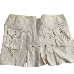 Baby Phat Cream Pleated Skirt with Pocket Details